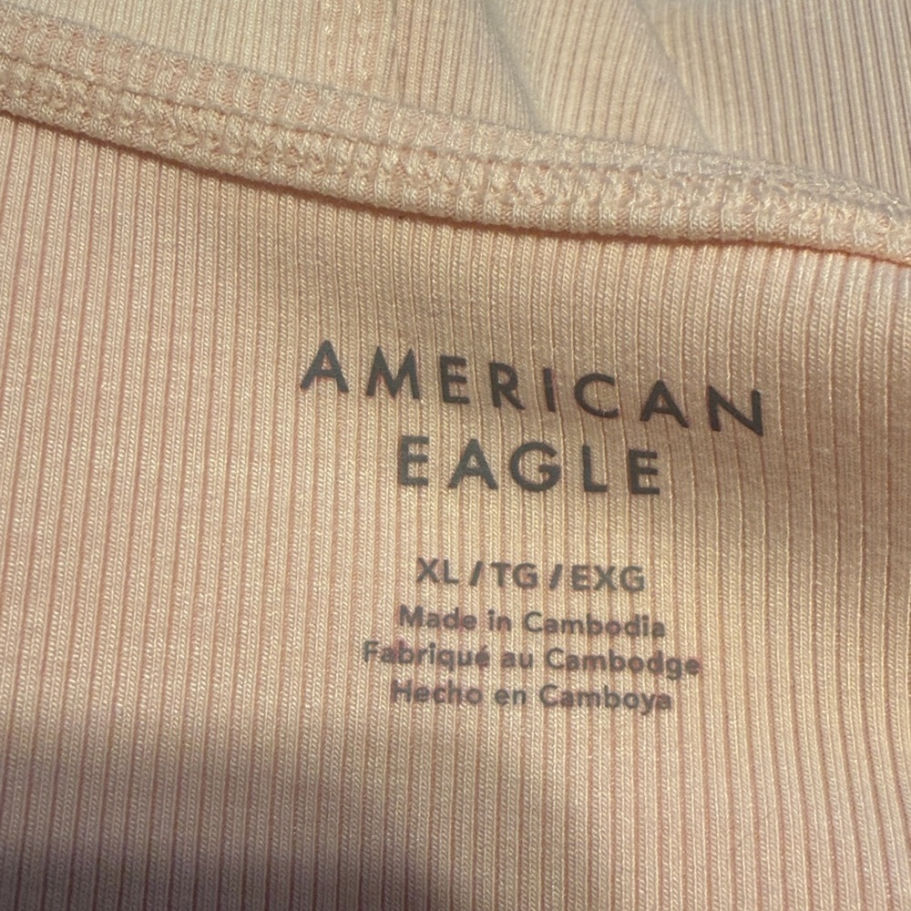 American Eagle Outfitters women’s XL bodysuit top vnevk cinch pink ribbed nwot - Picture 5 of 7